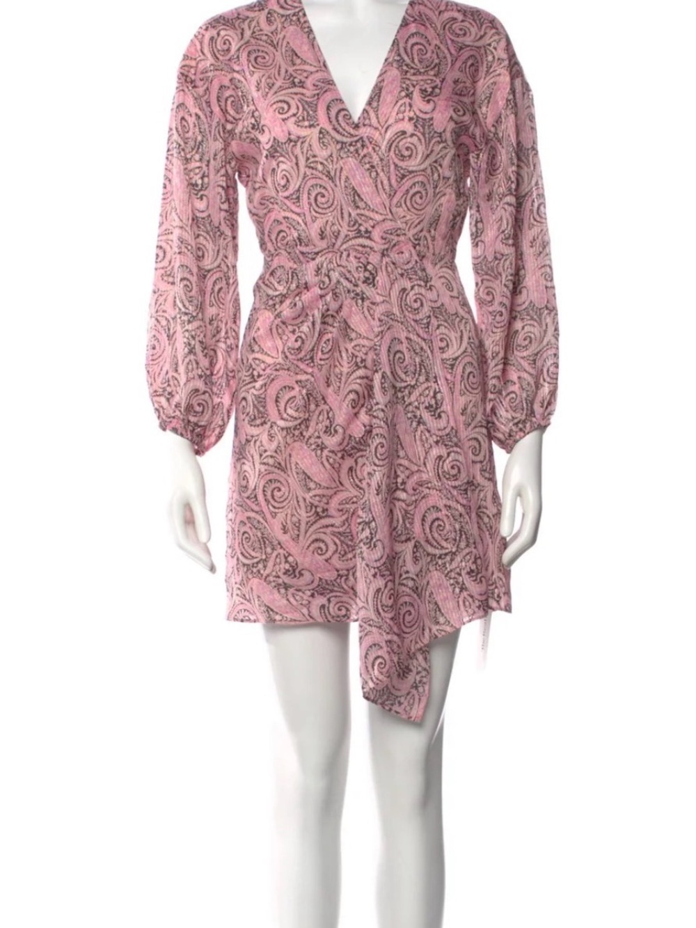 Maje Pink Paisley Wrap Mini Dress